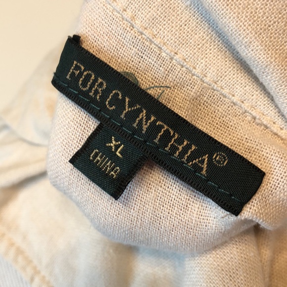 FOR CYNTHIA-LINEN Blend Creamy Tan Button Front Tunic Vest Blouse Top- XL/14/16 - Picture 9 of 10